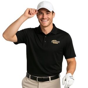 Core 365‎ Polo Shirt Black Missouri Tigers Short Sleeve NCAA Logo Sporty College